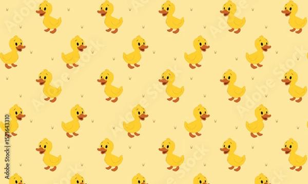 Fototapeta Charming Repetition of Yellow Ducklings pattern