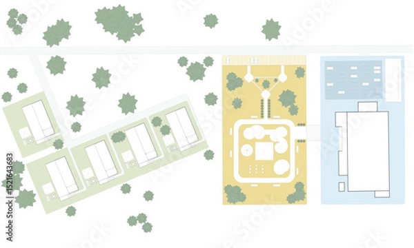 Fototapeta Architectural Site Plan of a Residential Complex top view diagram