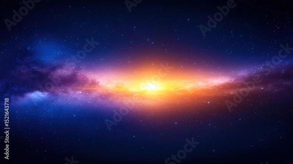 Fototapeta Stunning view of galaxy with bright stars and colorful nebulae, showcasing vastness of space and beauty of universe at dawn or dusk