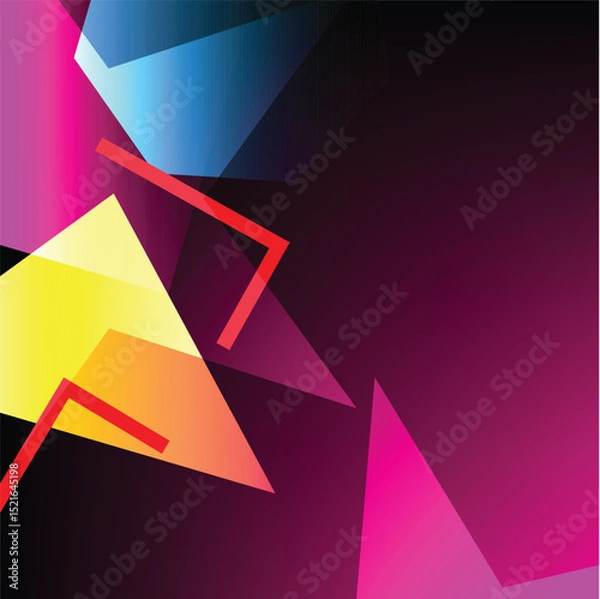 Fototapeta Vibrant Geometric Abstraction: An eye-catching abstract composition featuring sharp, multi-colored geometric shapes against a gradient background, evoking modern artistic flair.