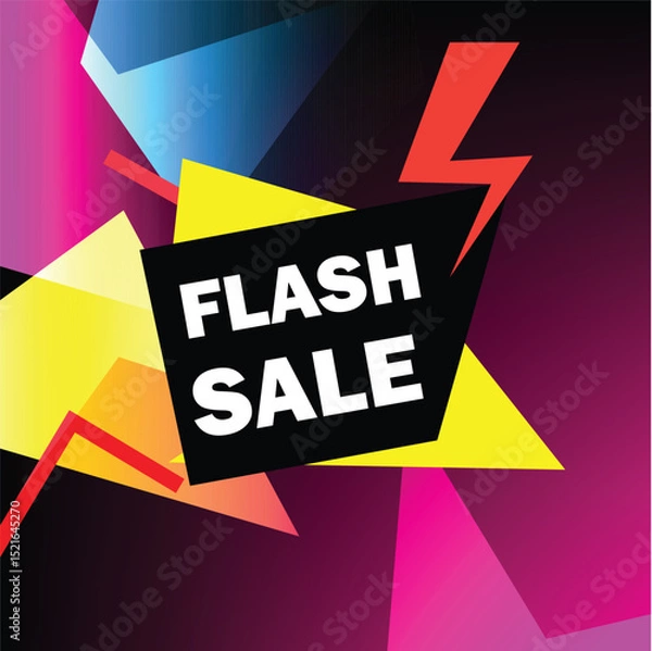 Fototapeta Dynamic Flash Sale Announcement: This image captures a dynamic and energetic flash sale announcement, using a vibrant geometric design to grab attention.