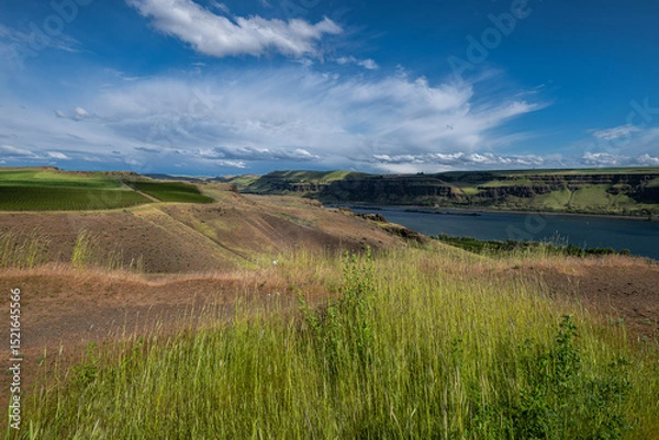 Fototapeta Columbia River running in between Washington State and Oregon