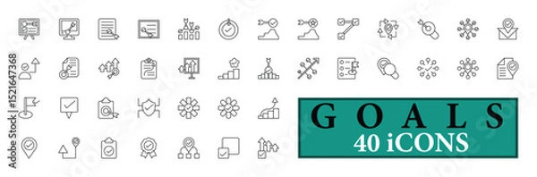 Fototapeta GOALS icon collection, with editable stroke. GOALS thin line icon set. Vector illustration.