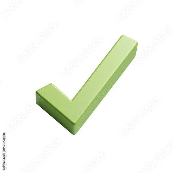 Fototapeta A single green check mark symbol isolated on a white background in a simple studio shot style image