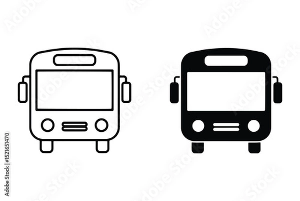 Fototapeta Bus Icon Vector Set – Black and White Public Transport Symbols for Transit, Travel, and Maps