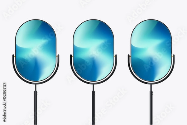 Fototapeta Group of three Technology sleek LED screens TV with minimalist legs and a clean, A Technology LED screen futuristic user interface for promotional visuals. vector