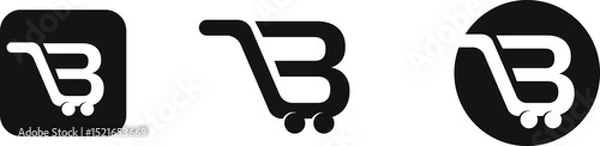 Fototapeta Letter B Shopping Cart B Logo online store icon Set