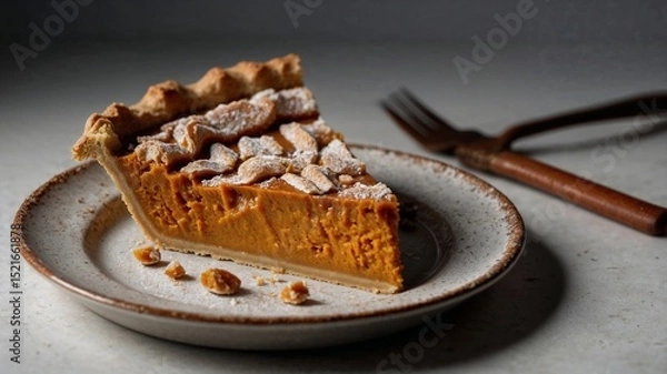 Obraz Delicious Chocolate Cake Slice on a Plate with a Fork on a White Background