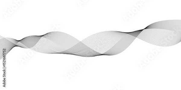 Fototapeta Abstract grey smooth element wavy modern curve lines on transparent background. Digital frequency track equalizer. Abstract frequency sound wave lines, twisted curve lines and technology background.	
