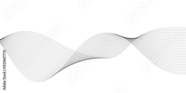 Fototapeta Abstract grey smooth element wavy modern curve lines on transparent background. Digital frequency track equalizer. Abstract frequency sound wave lines, twisted curve lines and technology background.	