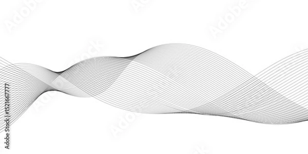 Fototapeta Abstract grey smooth element wavy modern curve lines on transparent background. Digital frequency track equalizer. Abstract frequency sound wave lines, twisted curve lines and technology background.	