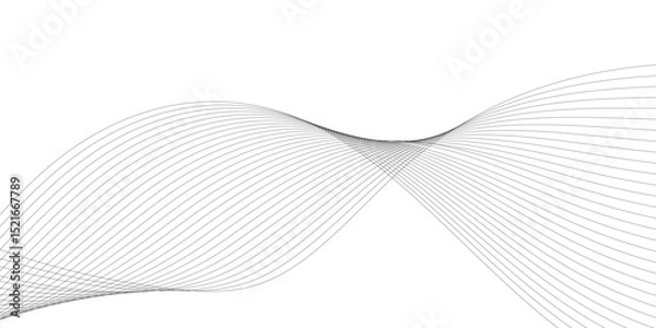 Fototapeta Abstract grey smooth element wavy modern curve lines on transparent background. Digital frequency track equalizer. Abstract frequency sound wave lines, twisted curve lines and technology background.	