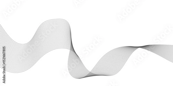 Fototapeta Golden and white wavy curve line with digital future technology concept background. Line art striped graphic template, banner background. Vector illustration.	
