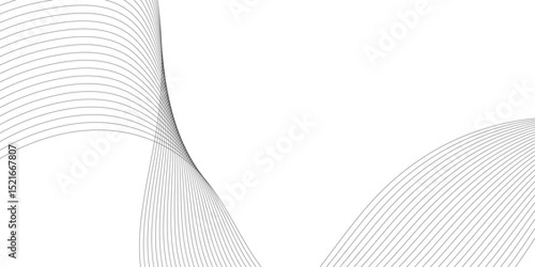 Fototapeta Golden and white wavy curve line with digital future technology concept background. Line art striped graphic template, banner background. Vector illustration.	
