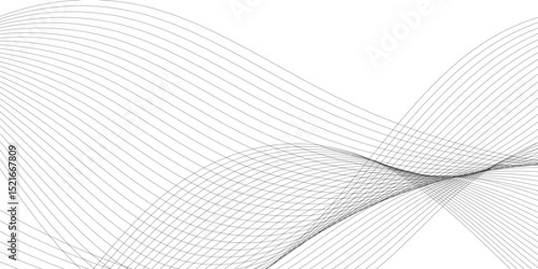 Fototapeta Abstract grey smooth element wavy modern curve lines on transparent background. Digital frequency track equalizer. Abstract frequency sound wave lines, twisted curve lines and technology background.	