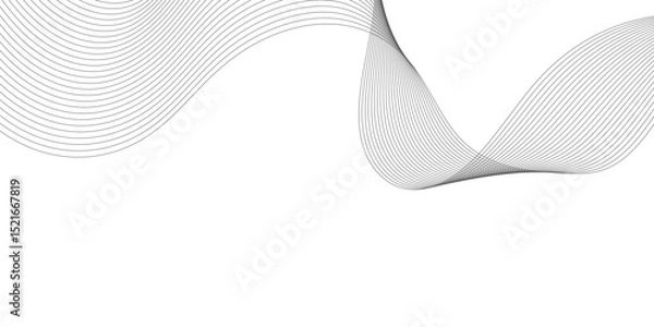 Fototapeta Golden and white wavy curve line with digital future technology concept background. Line art striped graphic template, banner background. Vector illustration.	
