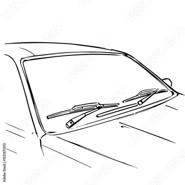 Fototapeta Car windshield wipers detail. Close up image shows car windshield wipers in resting position.  Clean car windshield wipers provide clear vision.