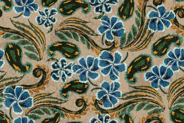 Fototapeta abstract seamless floral motif or abstract floral fabric pattern