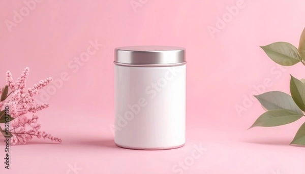 Obraz Loose Leaf Tea Tin Mockup – Elegant Metallic Packaging
