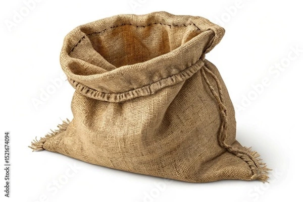 Obraz Empty burlap sack isolated with clipping path on white background