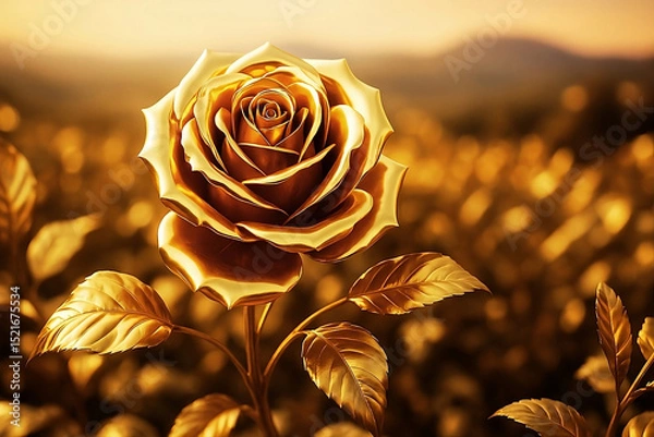 Fototapeta Golden Rose in a Field