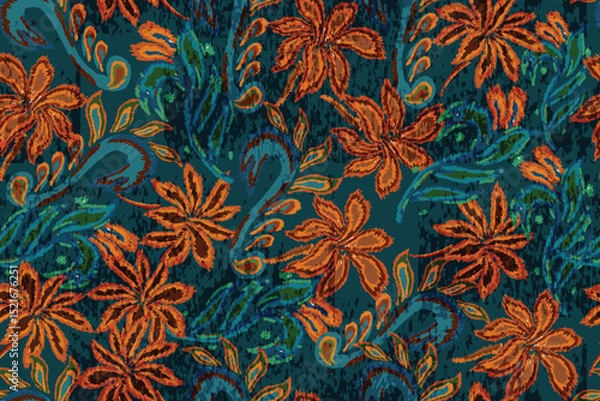 Fototapeta abstract seamless floral motif or abstract floral fabric pattern