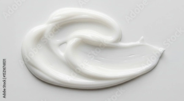 Obraz Smooth Creamy Lotion Swirl - Close-up of a swirl of white creamy lotion on a white background. Perfect for beauty and cosmetic product advertising