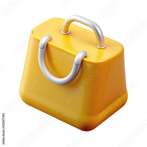 Fototapeta Yellow handbag icon 3d model isolated on transparent background