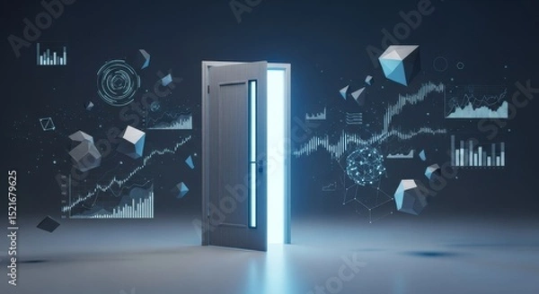 Obraz Conceptual digital open door showcasing futuristic technology and data visualization elements