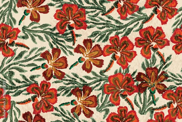 Fototapeta abstract seamless floral motif or abstract floral fabric pattern