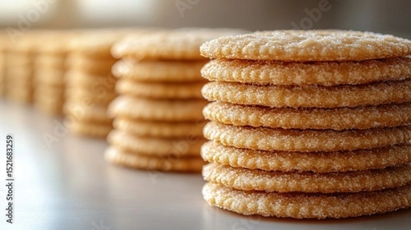 Obraz Stacked crackers on a light surface.