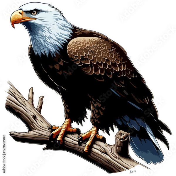 Fototapeta Majestic Bald Eagle Perched on Branch: A Symbol of Freedom and Power