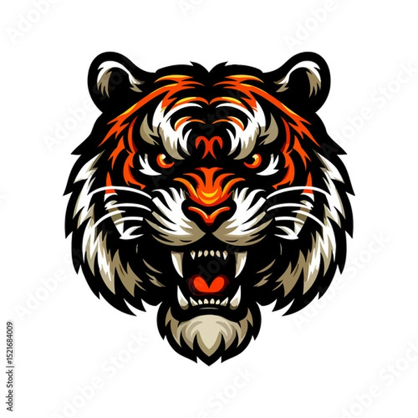 Fototapeta Majestic Tiger Head: Fierce Roar, Intense Gaze, Powerful Predator