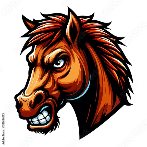Fototapeta Aggressive Brown Stallion Head: A Powerful Vector Illustration