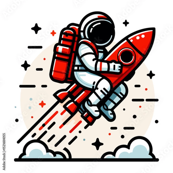 Fototapeta Astronaut on a Rocket: A Thrilling Space Adventure
