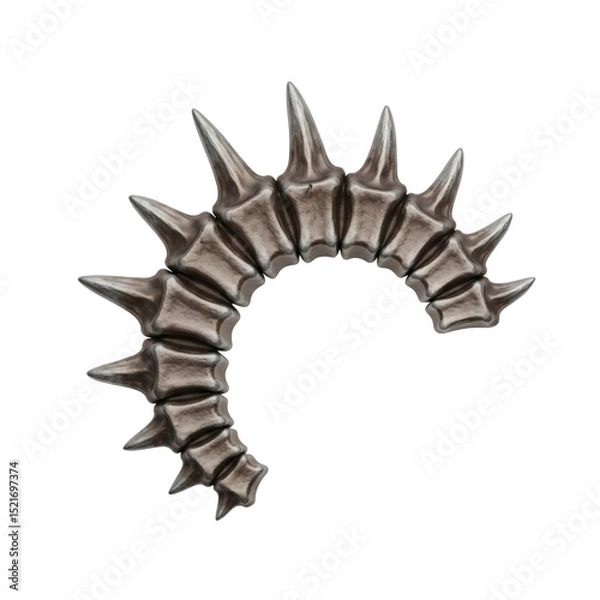 Fototapeta 3D curved dinosaur tail bone with sharp spikes