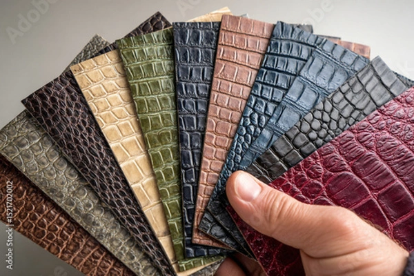Fototapeta Assorted Exotic Leather Textures for Fashion Design
Luxury Reptile Leather Samples in Various Colors