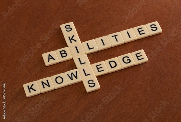Obraz Crossword puzzle with words Skills, abilities, knowledge. Learning concept.