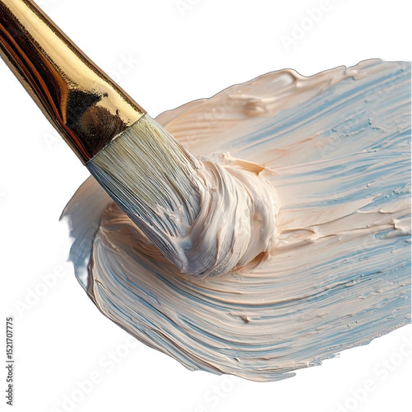 Obraz A paintbrush dips into a creamy, blended pastel color palette.  Soft strokes create a textured, flowing effect