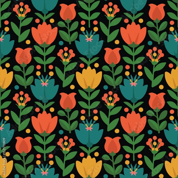 Obraz Seamless floral pattern with colorful spring flowers.