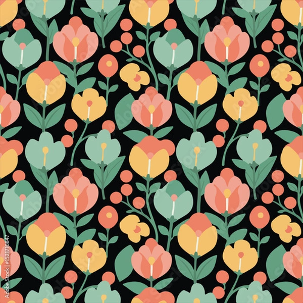 Obraz Seamless floral pattern with pastel spring flowers.