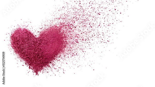 Obraz Pink glitter heart exploding isolated on transparent background