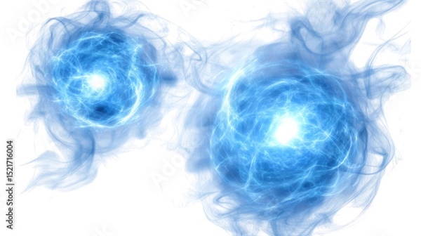 Obraz Dual blue energy orbs isolated on transparent background