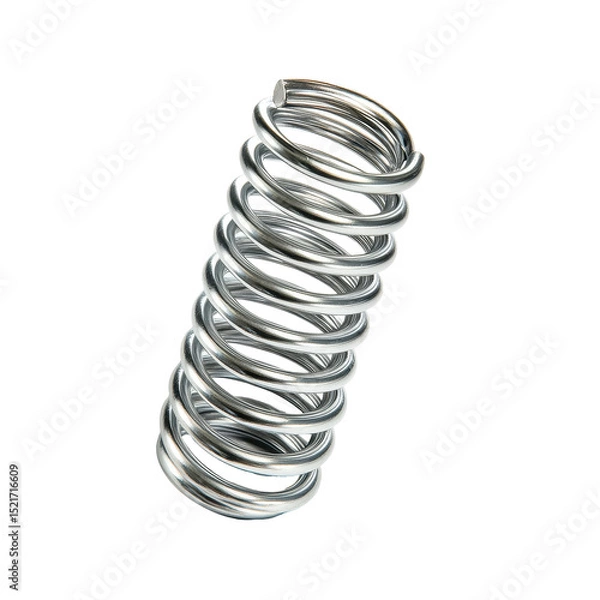 Obraz Compression spring isolated on a bright Transparent background showcasing its structure and design features, Compression Spring isolated on PNG background
