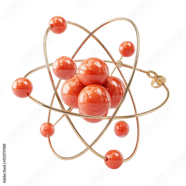 Obraz Atomic model with orange spheres isolated on transparent background