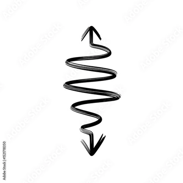 Obraz Abstract spiral ascending and descending.  A dark, swirling spiral design with upward and downward arrows, adorned with speckled glitter