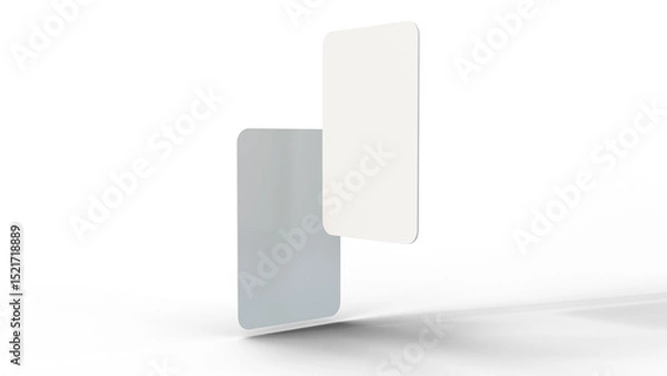 Fototapeta Plastic credit card vertical mockup on isolated background. Atm empty debit payment. Debit card mock up on isolated background. Debit, gift, atm, credit or business card mock up.
