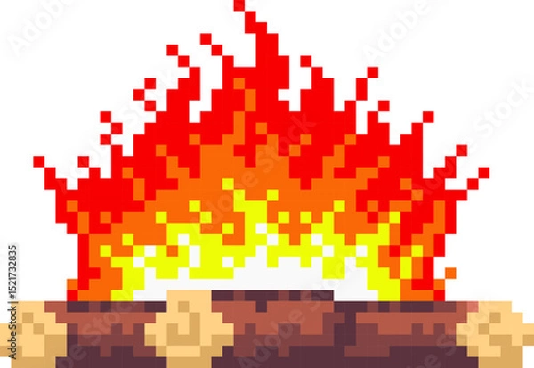 Obraz pixel flame, pixel art campfire
