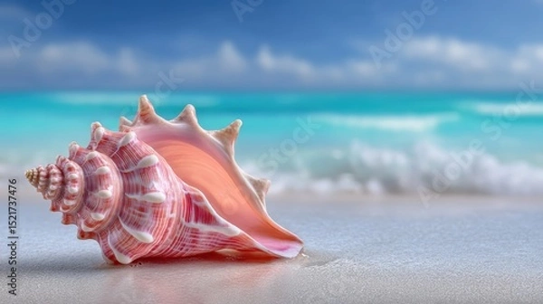 Fototapeta Elegant conch shell with natural spiral patterns