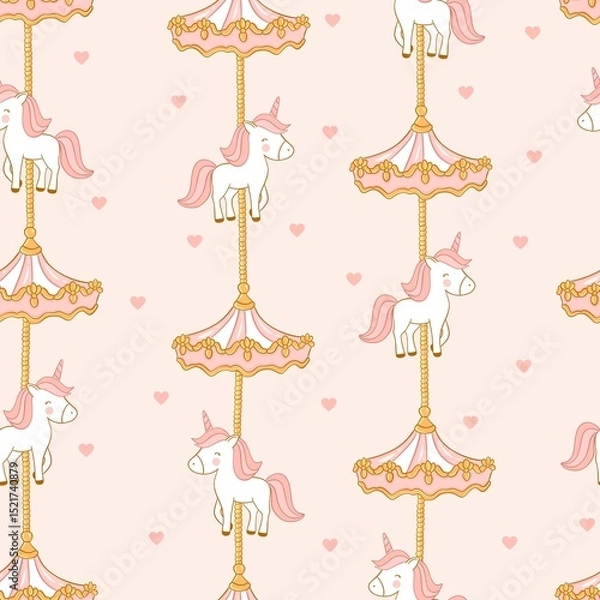 Obraz pink background carousel unicorn pattern design